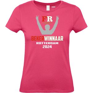 Dames t-shirt Bekerwinaar 2024 | Feyenoord Supporter | Shirt Bekerwinnaar | Fuchsia Dames | maat L