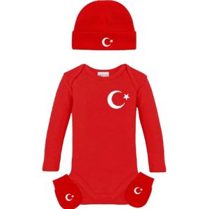 Babyset Turkije | 0 - 3 maanden | 3 - delige set | Romper, muts, wanten | Turkije |