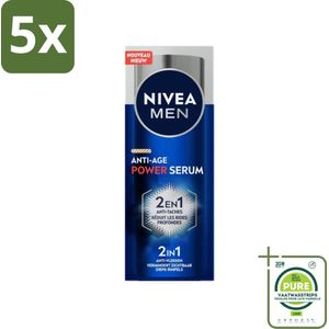 5 x NIVEA MEN - Anti-Age 2in1 Power - Gezichtsserum - 30 ml - Grootverpakking - Anti-ouderdomsveroudering - Rimpelvermindering - Huidveroudering - Huidverzorging - Hyaluronzuur
