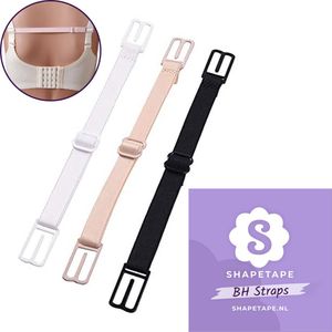 BH straps - Onzichtbare bh bandjes - Shapetape - Extra comfortabel - 3 stuks - Zwart, Wit, Beige - verstelbaar - BH clip achterkant - BH bandjes transparant - BH accessoires - BH verlengstuk - BH Clips - Bh lage rug - bh strtapless