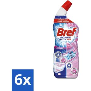 Bref WC - Power Active Gel Air Freshener Effect - Flower 700ml - Voordeelverpakking - 6 stuks