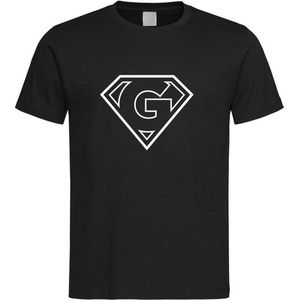 Zwart t-Shirt met letter G “ Superman “ Logo print Wit Size S