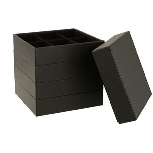 J-Line juwelendoos 4 Delen - hout/kunstleder - zwart