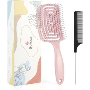 Ontwarrende Haarborstel voor Nat en Droog Haar - Geschikt voor Vrouwen, Mannen en Kinderen - Roze