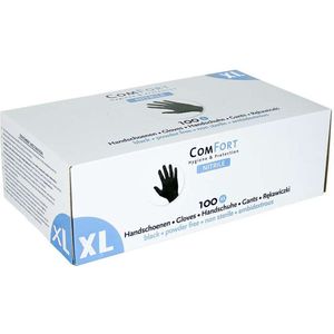 Comfort - Nitrile Handschoenen - XL - 100 stuks - Zwart Poedervrij