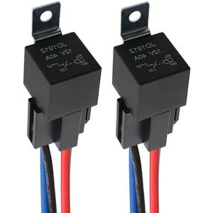 JHubers Goods - Auto Relais 12V 40A SPST met Harnas Stopcontact - Set van 2 Stuks, Voorbedraad - Geschikt voor Auto Vrachtwagen Boot