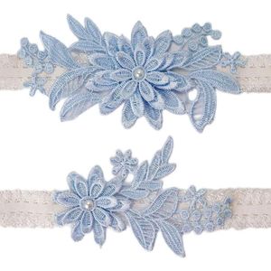 - 2 Stuks Bruid Kousenband Kant Handgemaakt - Voor Bruiden - Gala - Blauw - Set van 2 Kousenbanden