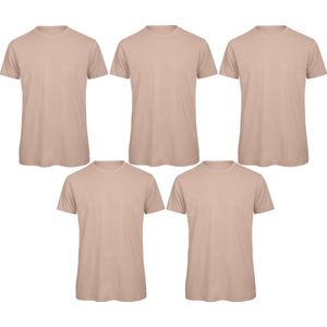Senvi 5 pack T-Shirt -100% biologisch katoen - Kleur: Licht Roze - S