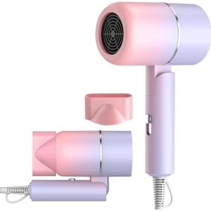 Opvouwbare Reis Föhn 800W met Negatieve Ionentechnologie, 3 Warmtestanden, Compacte Vouwbare Haardroger voor Thuis, Salon en Reizen - Paars Kleurverloop
