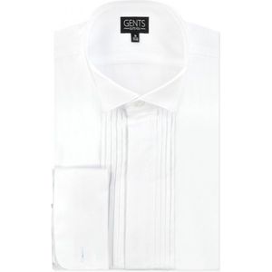 GENTS - Smoking overhemd vadermoord plisse - Polyblend - Wit - Maat 4XL 49/50/4XL 49/50