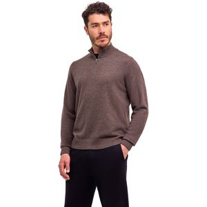 FALKE Basic Lambswool Half-Zip zachte elegante wol trui heren bruin - maat S