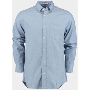 Gant - Flanel Overhemd Lichtblauw - Heren - Maat M - Regular-fit