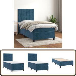 vidaXL Boxspring Fluweel Donkerblauw 80x200 cm Boxspringbed - Boxspring - Donkere Blauwe Meubels - Velvet Bed - Tweepersoonsbed