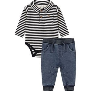 Dirkje - Bio Basic - Kledingset - 2delig - Joggingbroek - Blue jeans - Baby body ls organic cotton - Maat 74