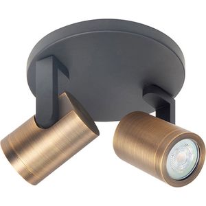 Moderne Halo spot | 2 lichts | zwart/brons | metaal | GU10 | Ø 15 cm | zwenk- en kantelbaar | hal / slaapkamer | modern design