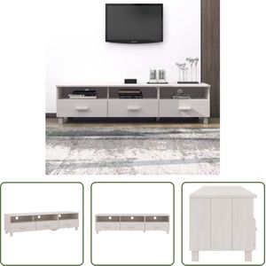 The Living Store HAMAR TV-meubel - wit - massief grenenhout - 158 x 40 x 40 cm (B x D x H)