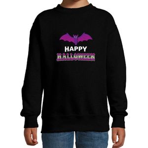 Halloween Vleermuis / happy halloween verkleed sweater zwart - kinderen - horror trui / kleding / kostuum 98/104