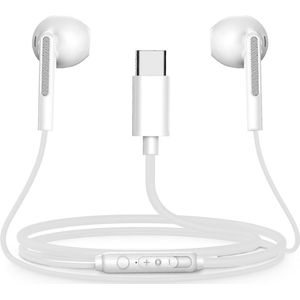 Bedrade Oordopjes - USB C aansluiting - Oortjes met draad en microfoon - Wit