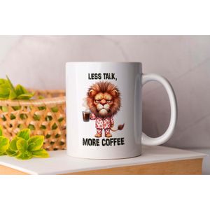 Mok Mr Lion Less Talk More Coffee - Cute - Adorable - CutiePie - Sweet - Lovely - Pretty - Schattig - Lief - Mooi - Snoezig - coffee