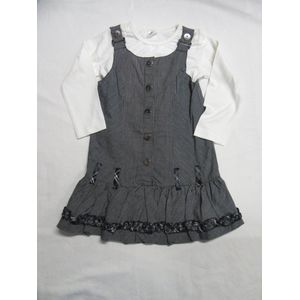 dirkje , meisje, overgooier , zwart /wit / grijst , streepje + tshirt creme , 2 jaar 92