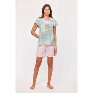 Woody pyjama meisjes/dames - multicolor gestreept - luiaard - 251-10-PSG-S/929 - maat M