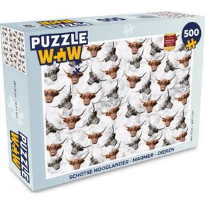 Puzzel Schotse hooglander - Marmer print - Dieren - Legpuzzel - Puzzel 500 stukjes