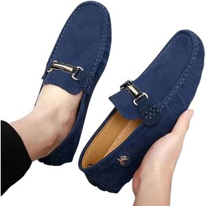 Livano Loafers Heren - Met Hak - Herenschoenen - Instappers - Blauw - Maat 39.5