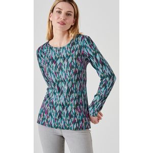 Damart - T-shirt in zacht tricot met grafische print - Vrouwen - Blauw - XS