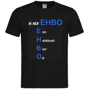 T-shirt Unisex Volwassenen Lol - Festival - carnaval - kermis - feestje - grappig - Weekend - Wijn - Tekst ""Ik heb EHBO Een Heleboel Bier Op"" Op Voorkant | korte mouw | Zwart/wit/blauw | maat M