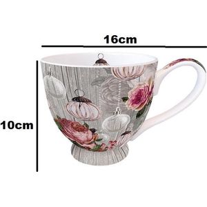 Ambiente - Roses And Baubles - mug - beker - 0.45ml - porcelein