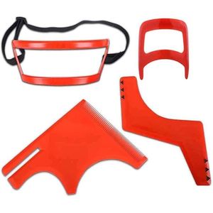 Baard Styling Tools Kit - Haarsnij Mal Sjabloon - Draagbare Baardtrimmer Gids - Haar Vormgereedschap voor Mannen - Duurzaam Plastic Haarlijn Liniaal