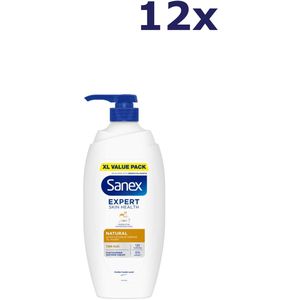 12x Sanex Douchegel - 750ml - expert - natural droge huid met pomp