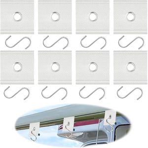 8 Stuks Terminal Haken voor Luifel Caravan met Haken Multi-Functionele Tiller Haken voor Rails RV Luifel Haken Piping Eye met 8 S Haken voor 5-6mm 7-8mm Bieder Rail