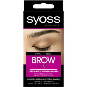 SYOSS - Brow Tint Zwart - Wenkbrauwverf - Langdurige Kleur - Tot 10 Toepassingen - 1 stuk