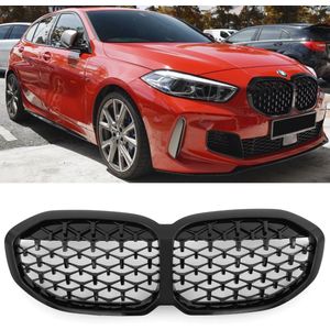 GESCHIKT VOOR BMW 1 SERIE F40 RADIATORGRILLE DIAMANT GLANZEND ZWART