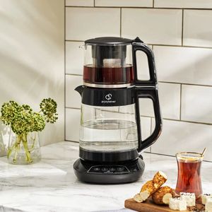Karaca Caysever Caydanlik - Turkse Theepot Elektrisch -Theepot met spraak functie-Chrome