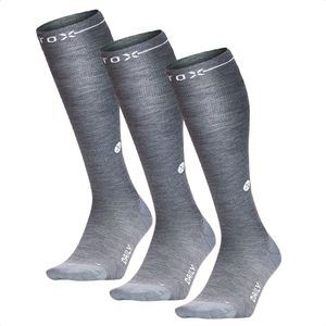 STOX Energy Socks - 3 Pack Merino Everyday sokken voor Vrouwen - Premium Compressiesokken - Kleur: Zilvergrijs/Wit - Maat: Small - 3 Paar - Voordeel - Mt 36-38