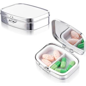 Premium Pillendoos voor Reizen met 2 Compartimenten | Schattige Pillenorganizer voor Tablets en Recepten | Multifunctionele Vochtbestendige Pillendoos