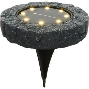 Lumineo Solar grond prikspot/tuinspot - kunststeen - steengrijs - 11 x 2 cm