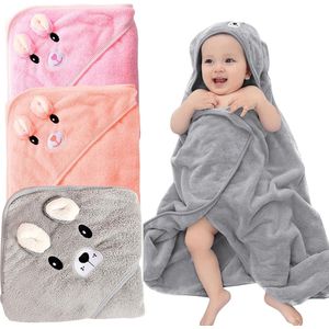 Babyhanddoek met capuchon, 3 stuks, babyhanddoek met capuchon, gepersonaliseerde babyhanddoek met oren, badhanddoek met capuchon voor pasgeborenen, 80 x 80 cm (lichtroze + oranje + lichtgrijs)