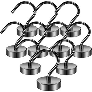 Azomor® Set van 10 krachtige zwarte magneethaken voor zware belasting en veelzijdig gebruik