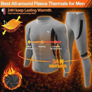 Thermisch ondergoed voor heren, lange mouwen en lange onderbroek, fleece gevoerd, sneldrogend