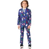 Suitmeister Christmas Snowman Blue - Kids Pak - Kerst Outfit - Blauw - Maat L
