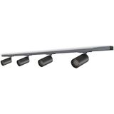 Calex Railsysteem Verlichting - 2 Meter - GU10 Fitting - 4 Spots - Opbouwspot - Mat Zwart - 1 Fase