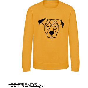 Be Friends Sweater - Hond - Kinderen - Mosterd geel - Maat 1-2 jaar