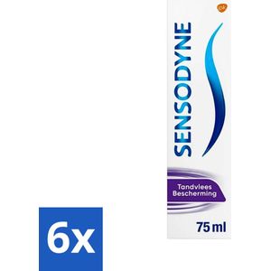6 x Sensodyne Tandpasta Gum Protection 75 ml - Tandpasta Gevoelige Tanden - Tandvleesverzorging - Tandplak Verwijderen - Fluoride Tandpasta - Gevoelige Tanden Verlichten