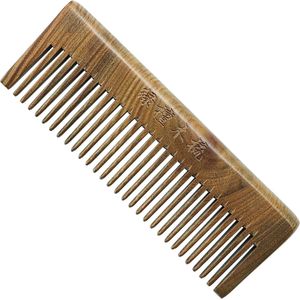 Handmade 100% Natural Green Sandalwood Fine Tooth Hair Comb - Detangling Anti-Static Comb voor Vrouwen en Mannen