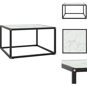 vidaXL Salontafel - praktische woonkamertafel - Glas/staal - 60 x 60 x 35 cm - Zwart/wit - Tafel