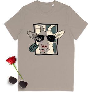 Heren en Dames T Shirt Geit - Beige / Desert Dust - Korte Mouw - Maat S