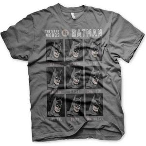 DC Comics Batman Heren Tshirt -2XL- The Many Moods Of Batman Grijs